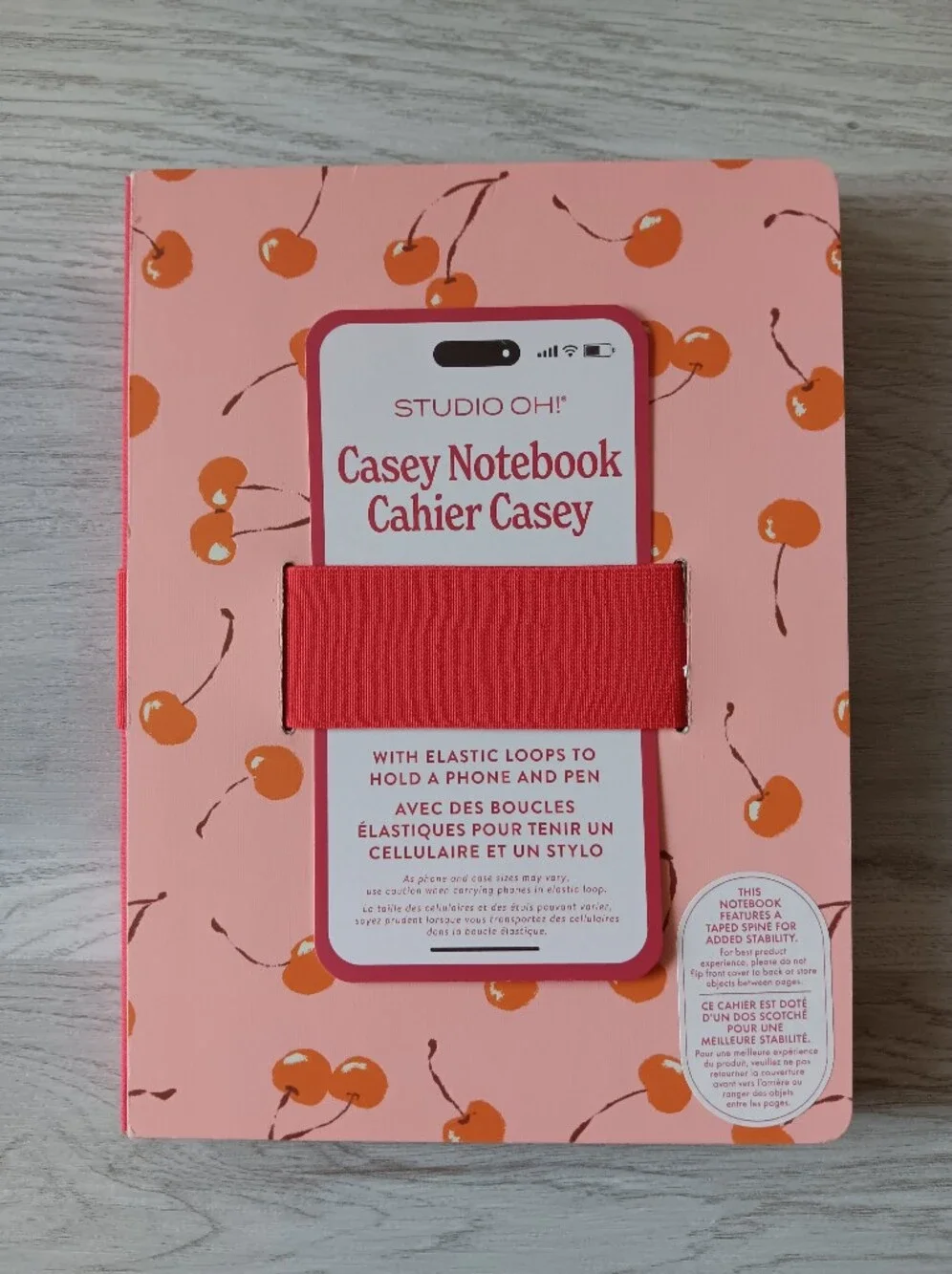 Studio Oh! Casey Notebook Cherries Pen Phone Strap Hardcover Lined 192 Pages
